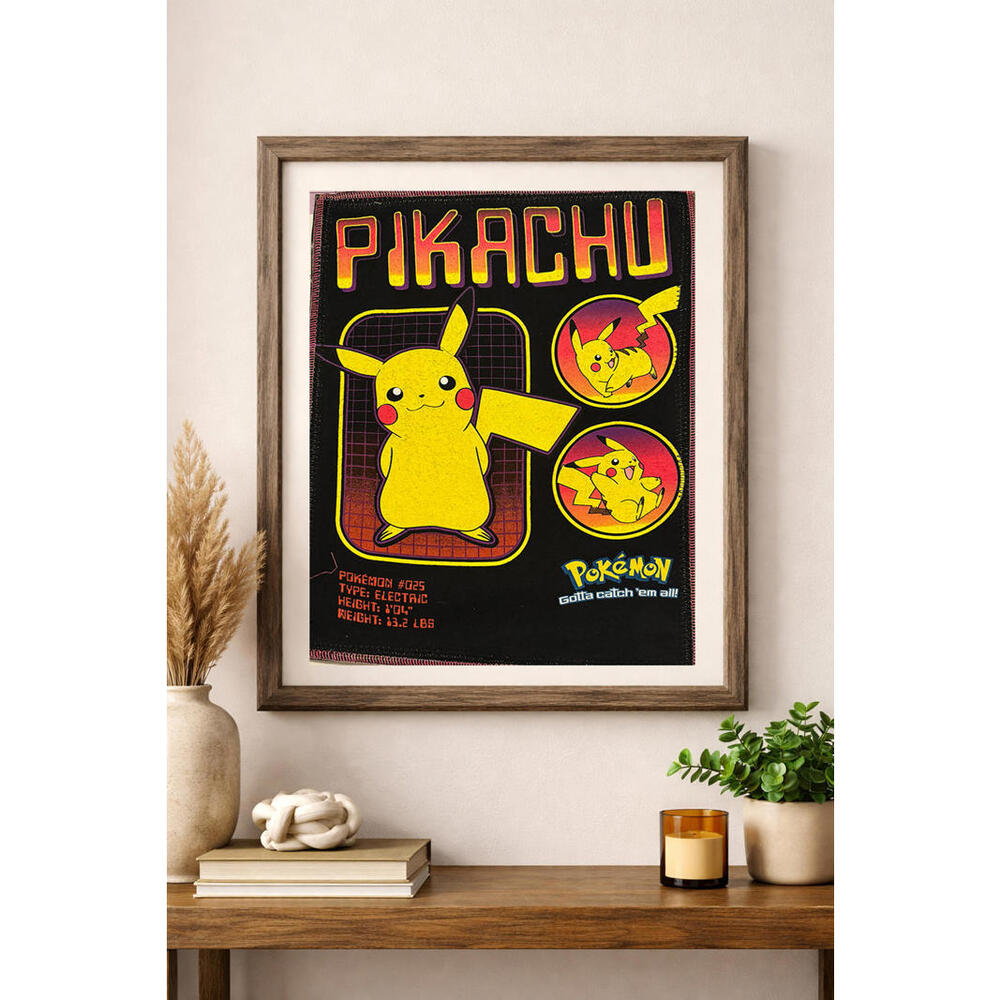 two face threads pikachu pokémon biggie patch‎ custom wall art upcycled 13x16